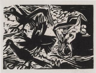 Ernst Ludwig Kirchner - Liebespaar mit Raben (Schiefler H. 241; Dube H. 288; Gercken 825)