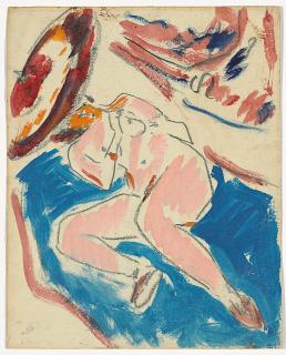 Ernst Ludwig Kirchner - Liegende unter dem Japanschirm