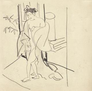 Ernst Ludwig Kirchner - Nackte Figur Mit Umhang (Japanisch) (Nude Figure With A Cape (Japanese))