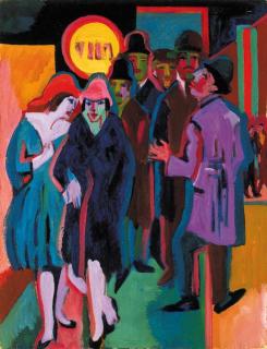 Ernst Ludwig Kirchner - Nächtliches Strassenbild (recto) Zwei Akte im Studio (verso)