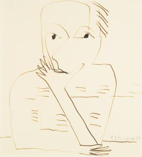 Ernst Ludwig Kirchner - Selbstbildnis Des Künstlers, Das Kinn In Die Linke Hand Gestützt (Self-Portrait Of The Artist Resting His Chin On His Left Hand)