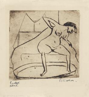 Ernst Ludwig Kirchner - Sich abtrocknendes Mädchen mit Beinen im Tub
