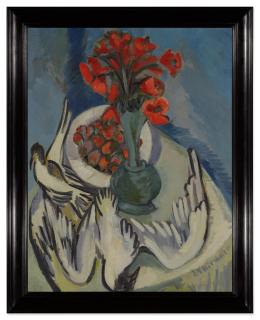 Ernst Ludwig Kirchner - Stilleben mit Möven, Mohn und Erdbeeren