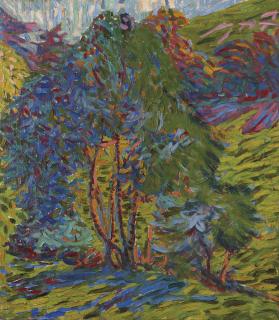 Ernst Ludwig Kirchner - Waldstück (Recto); Bergwald Mit Haus (Verso)
