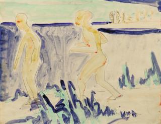 Ernst Ludwig Kirchner - Zwei Badende An Den Moritzburger Teichen (Two Bathers At The Moritzburger Ponds)