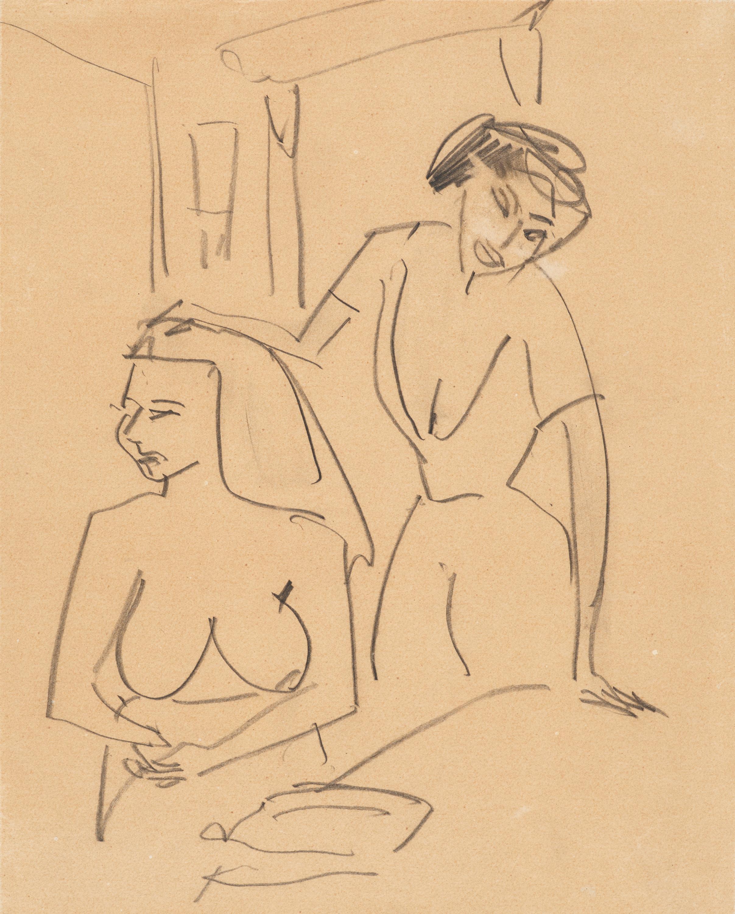Ernst Ludwig Kirchner - Zwei Frauen (Nackte und bekleidete Frau).