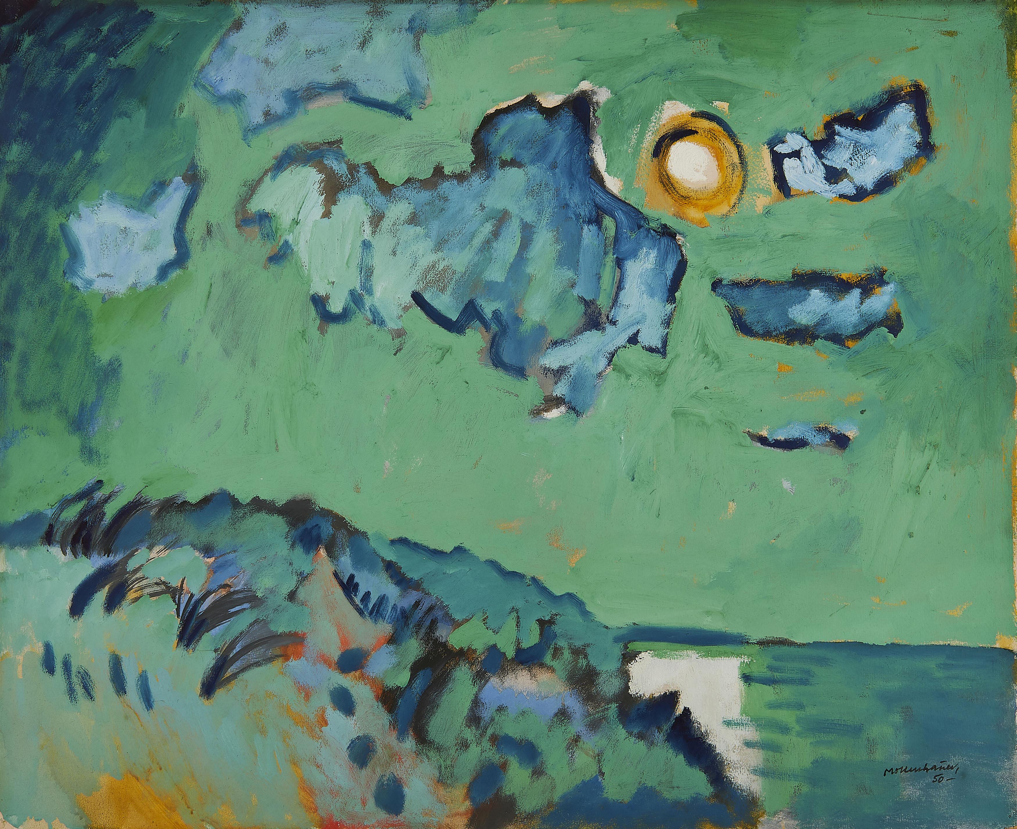 Ernst Mollenhauer - Meeresküste bei Mondschein.