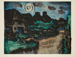 Ernst Mollenhauer - Morgen am Haff, Nächtliche Straße in Keitum.