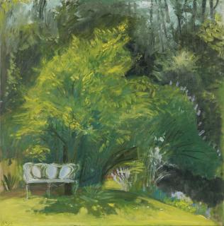 Ernst Morgenthaler - Gartenbild Mit Weisser Bank, 1955