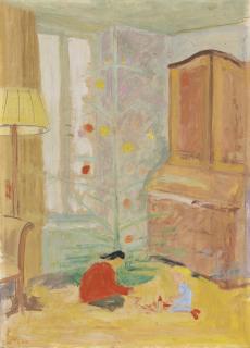 Ernst Morgenthaler - Spielende Kinder Vor Weihnachtsbaum, 1954