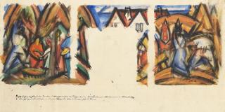 Ernst Müller-Gräfe - 2 Blätter: Menschen in der Arbeit - Getreideernte und Obsternte