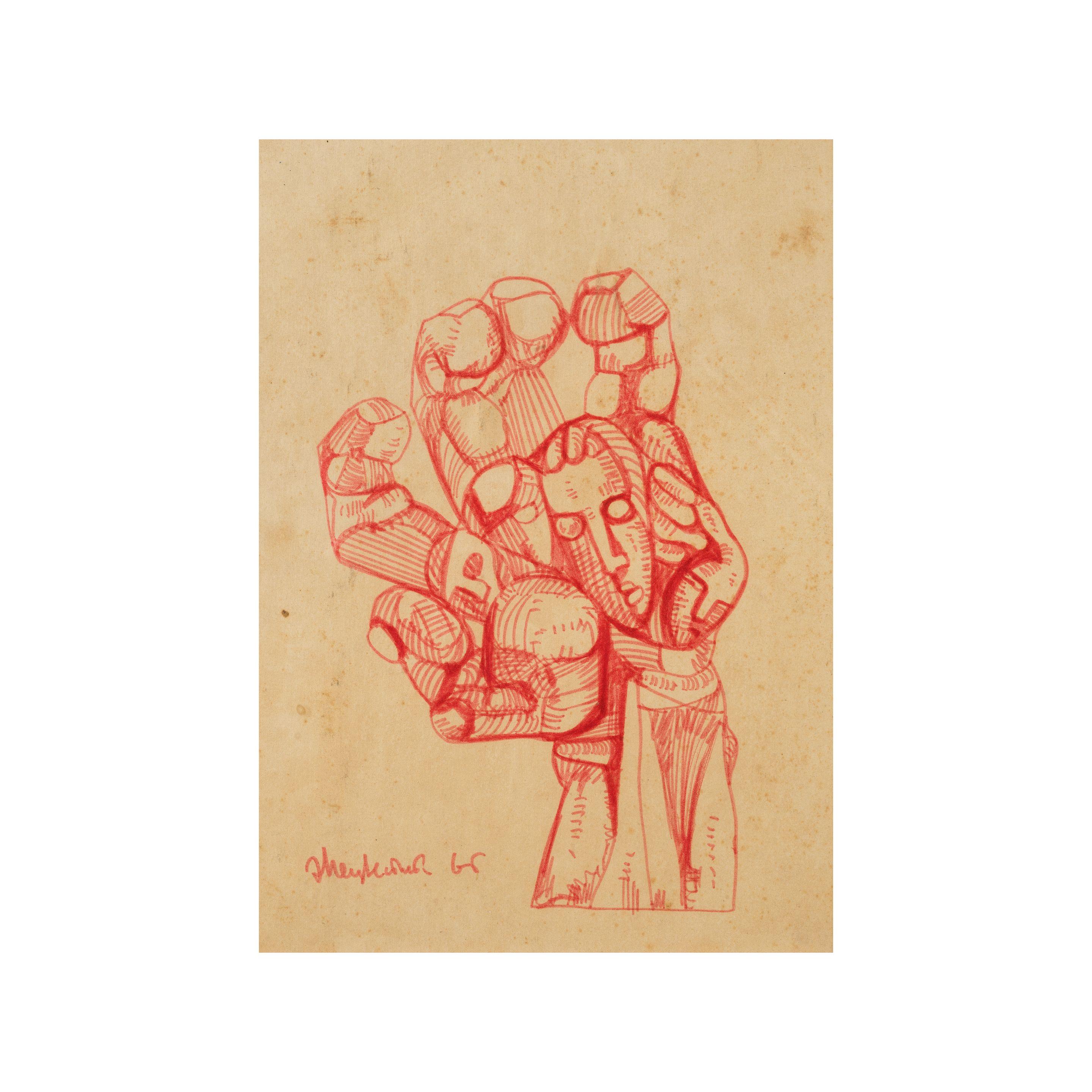 Ernst Neizvestny - Trois œuvres contenant : Nu féminin, Nu masculin et Main/ Three works comprising: Female nude, Male nude and Hand