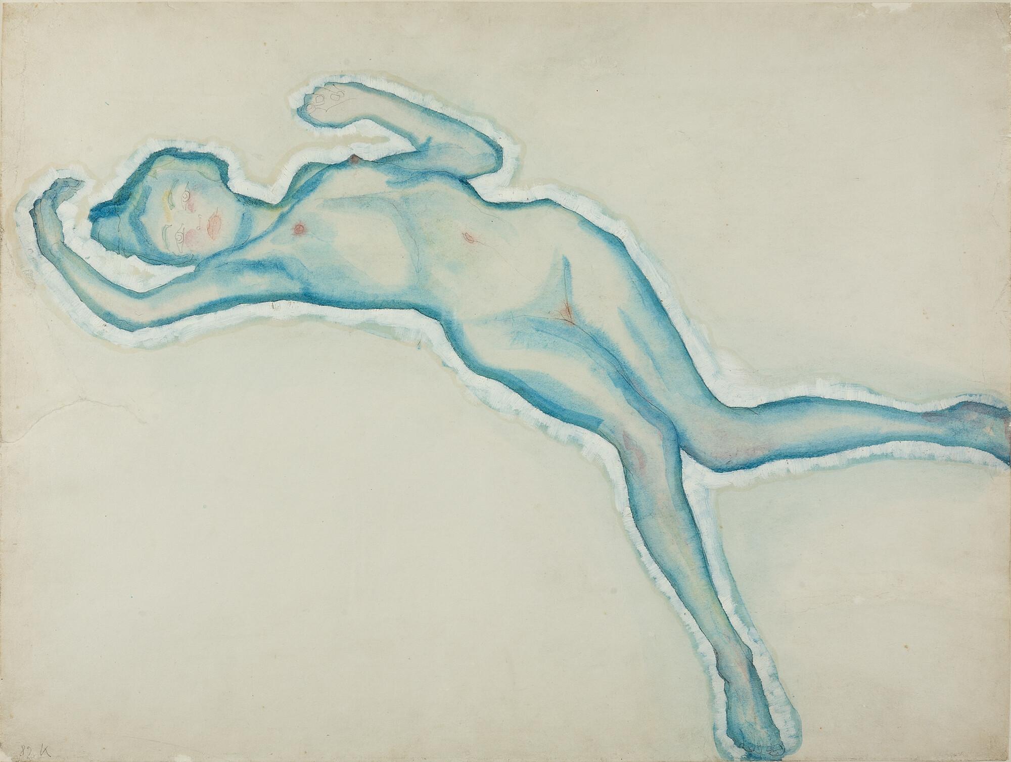 Ernst Nepo - Damenakt in Blau.