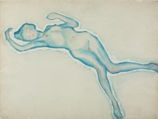 Ernst Nepo - Damenakt in Blau.