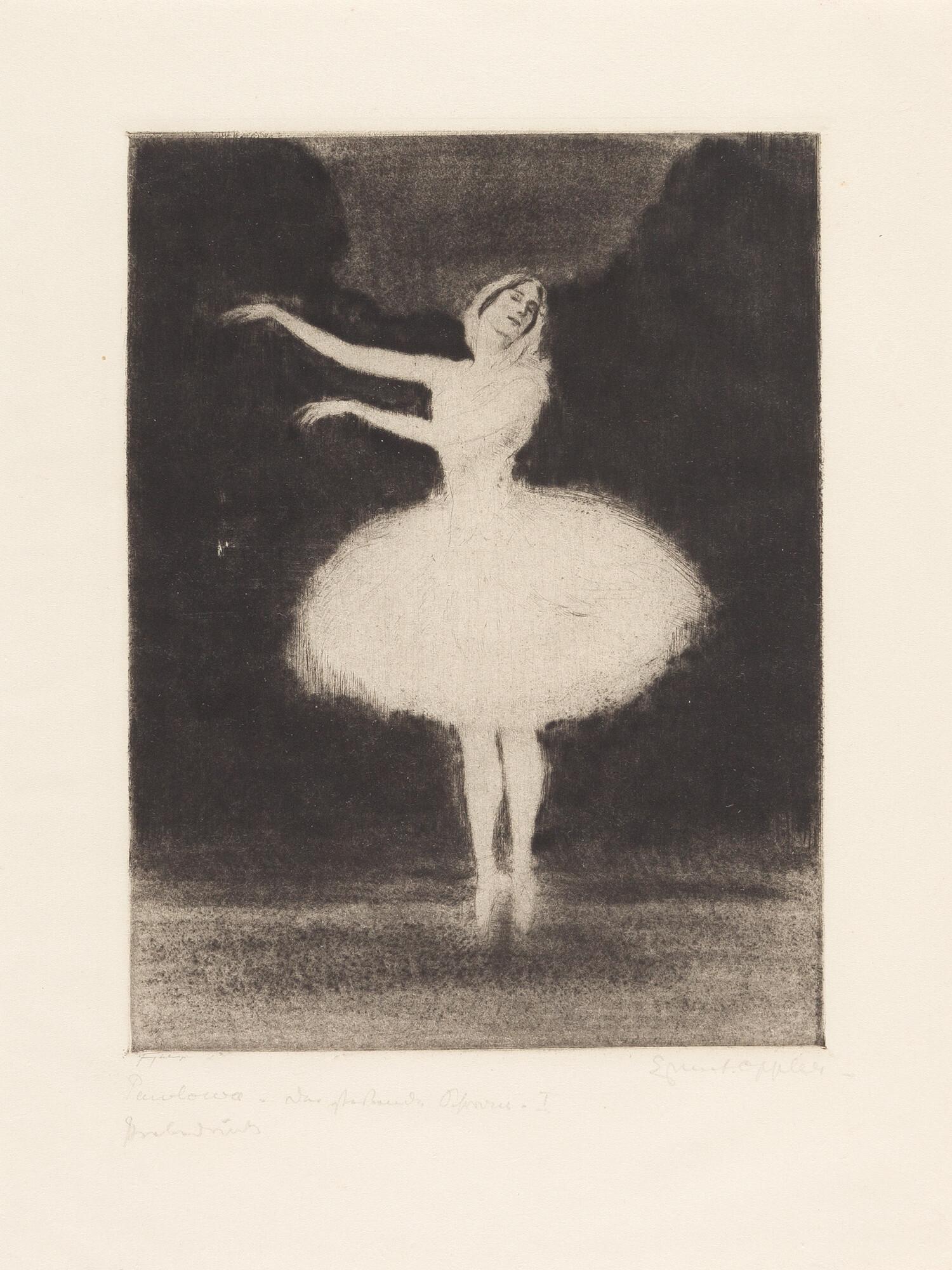 Ernst Oppler - 2 Bll.: Anna Pawlowa als sterbender Schwan.