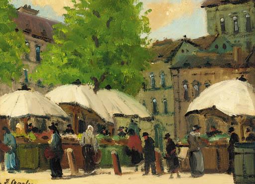 Ernst Oppler - A market in a continental square