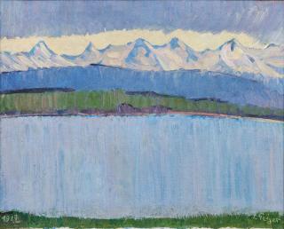Ernst Samuel Geiger - Bielersee mit Blick auf Berner Alpen mit Eiger, Mönch und Jungfrau, 1912