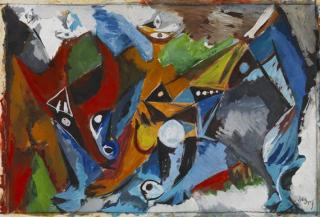 Ernst Wilhelm Nay - Drei Männer mit Stier