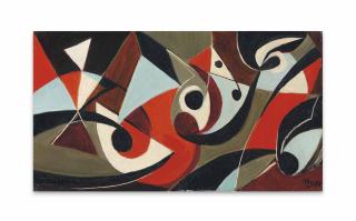 Ernst Wilhelm Nay - Figurale - Odaliske in Hellblau und Rot (Figural - Odalisque in Light Blue and Red)