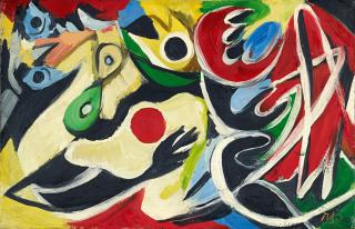 Ernst Wilhelm Nay - Frau mit Hahn