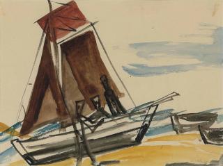 Ernst Wilhelm Nay - Segelboot am Strand (Sailing Boat on the Beach)