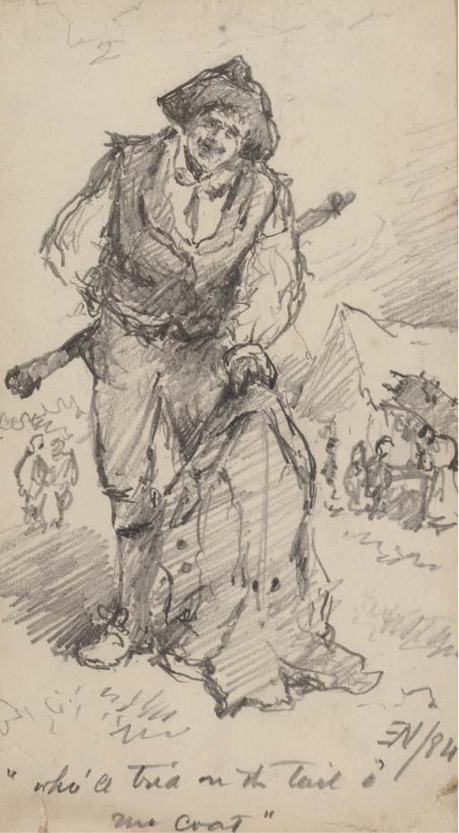 Erskine Nicol, R.S.A., A.R.A. - Portrait of A Soldier At Camp