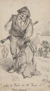 Erskine Nicol, R.S.A., A.R.A. - Portrait of A Soldier At Camp