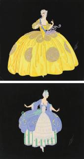 Erté - A Pair Of Costume Designs For Venise Au Xviii Siècle At The Folies Bergère, 1919