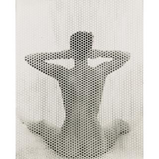 Erwin Blumenfeld - Seated Nude Behind Perforated Screen, New York, Vers 1955