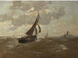 Erwin Carl Wilhelm Günther - Fishingvessels near the harbour entrance of Oostende