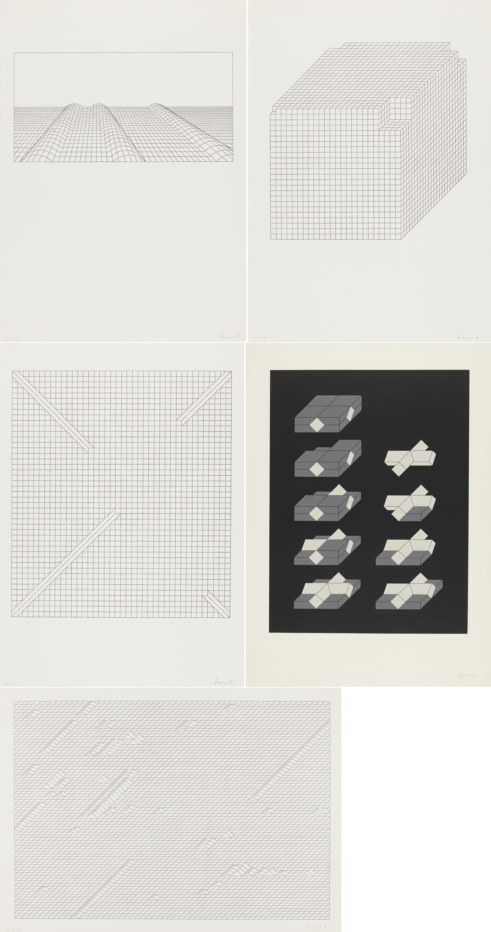 Erwin Heerich - Konvolut von 5 Zinkografien (Aus: Isometrien).