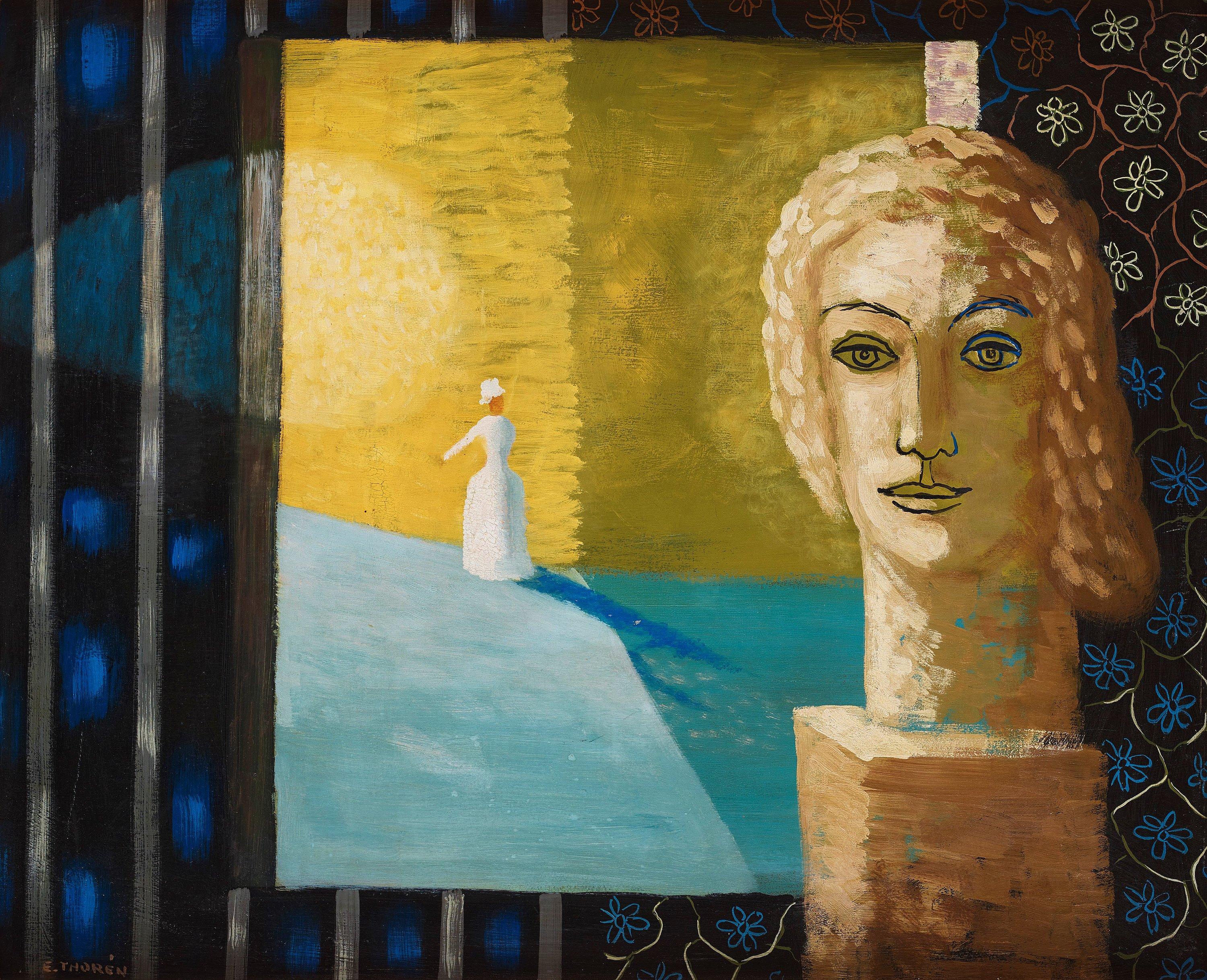 Esaias Thorén - Surrealistic composition with sculpture