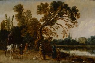 Esaias Van De Velde - A Landscape With Saint Philip Baptising The Eunuch Of Queen Candace Of Ethiopia