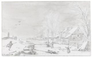 Esaias Van De Velde - A Man Being Rescued From A Frozen River