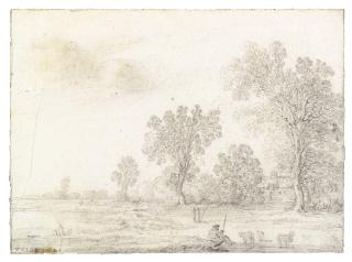 Esaias Van De Velde - Landscape With A Shepherd And A Farmhouse
