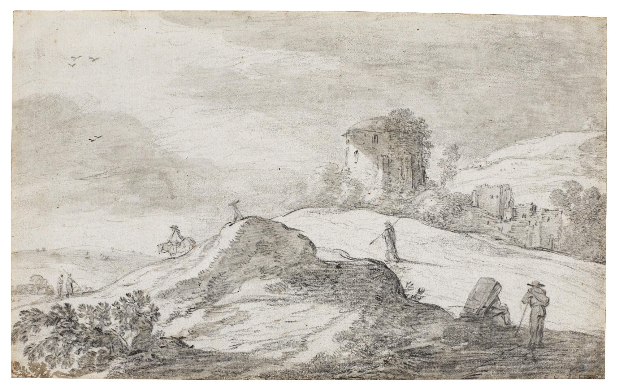 Esaias Van De Velde - Travellers In A Hilly Landscape