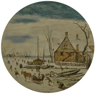 Esaias Van De Velde - Winter Landscape With Skaters And A Farm House