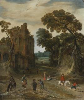 Esaias Van Den Velde - Riders On A Path Between Ruins And A High Bank