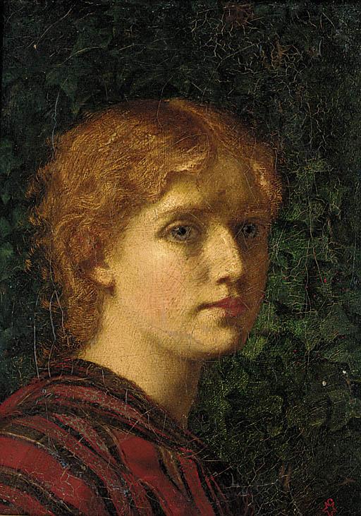 Estella Louisa Michaela Canziani - Portrait of a young lady, bust-length, standing by an ivy bush