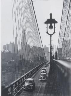 Esther Bubley - New York Harbor, Looking Toward Manhattan from the Footpath on Brooklyn Bridge, October, 1946