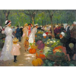 Ethel Carrick Fox - Australian Market, Under Trees