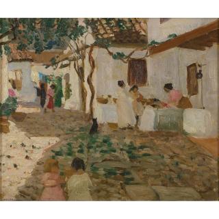 Ethel Carrick Fox - Australian The Spanish Courtyard