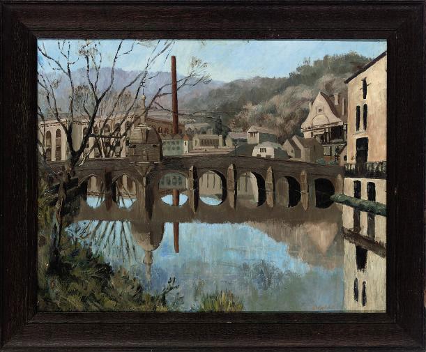 Ethelbert White, R.W.S. - Bridge reflections over the canal