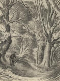 Ethelbert White - A figure in a wooded landscape