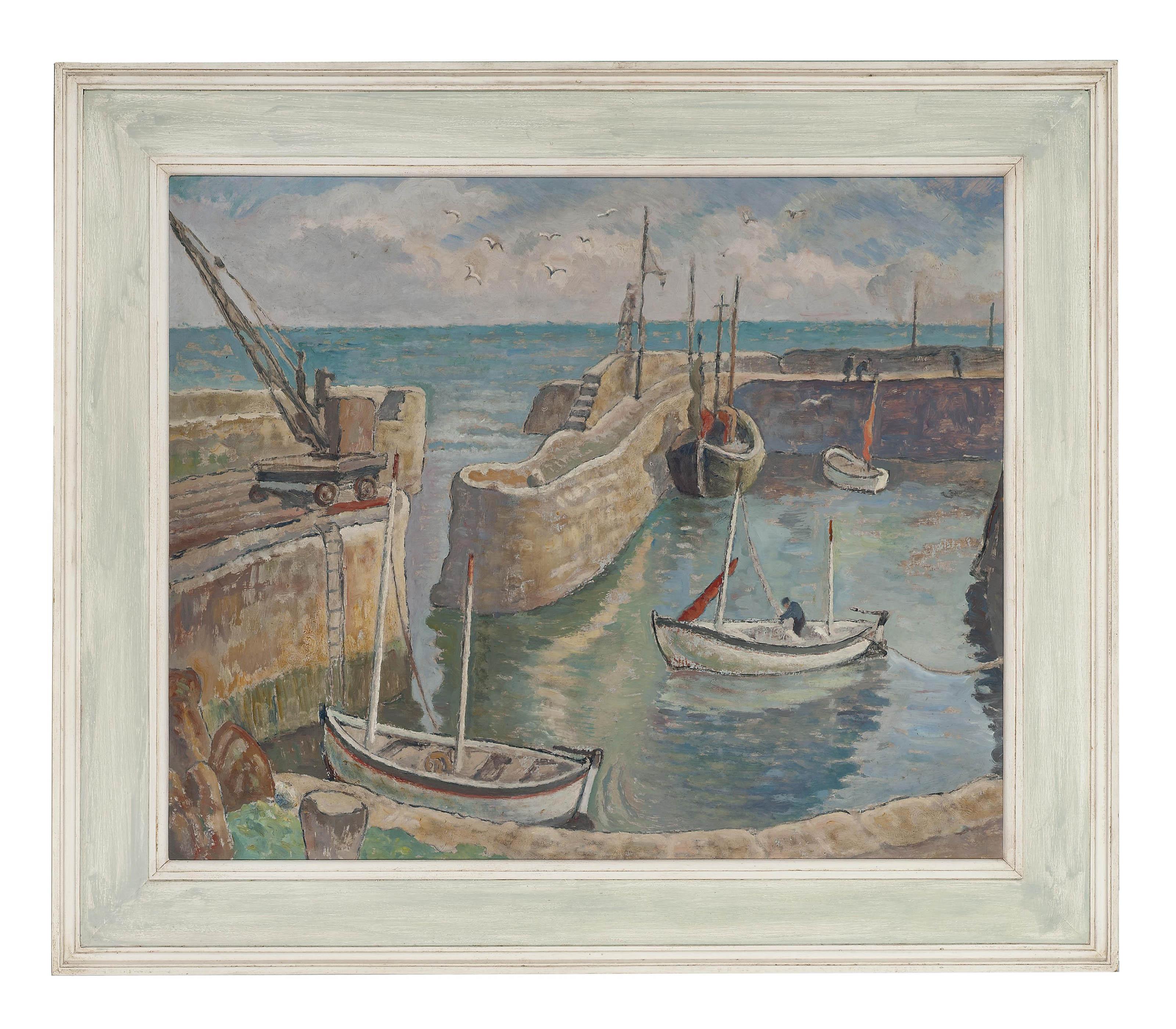 Ethelbert White - Boats in Harbour