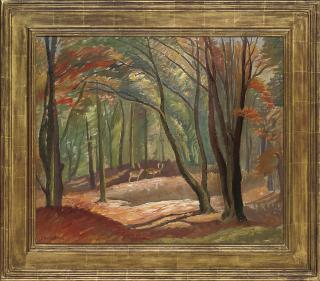 Ethelbert White - Deer In An Autumnal Wooded Landscape