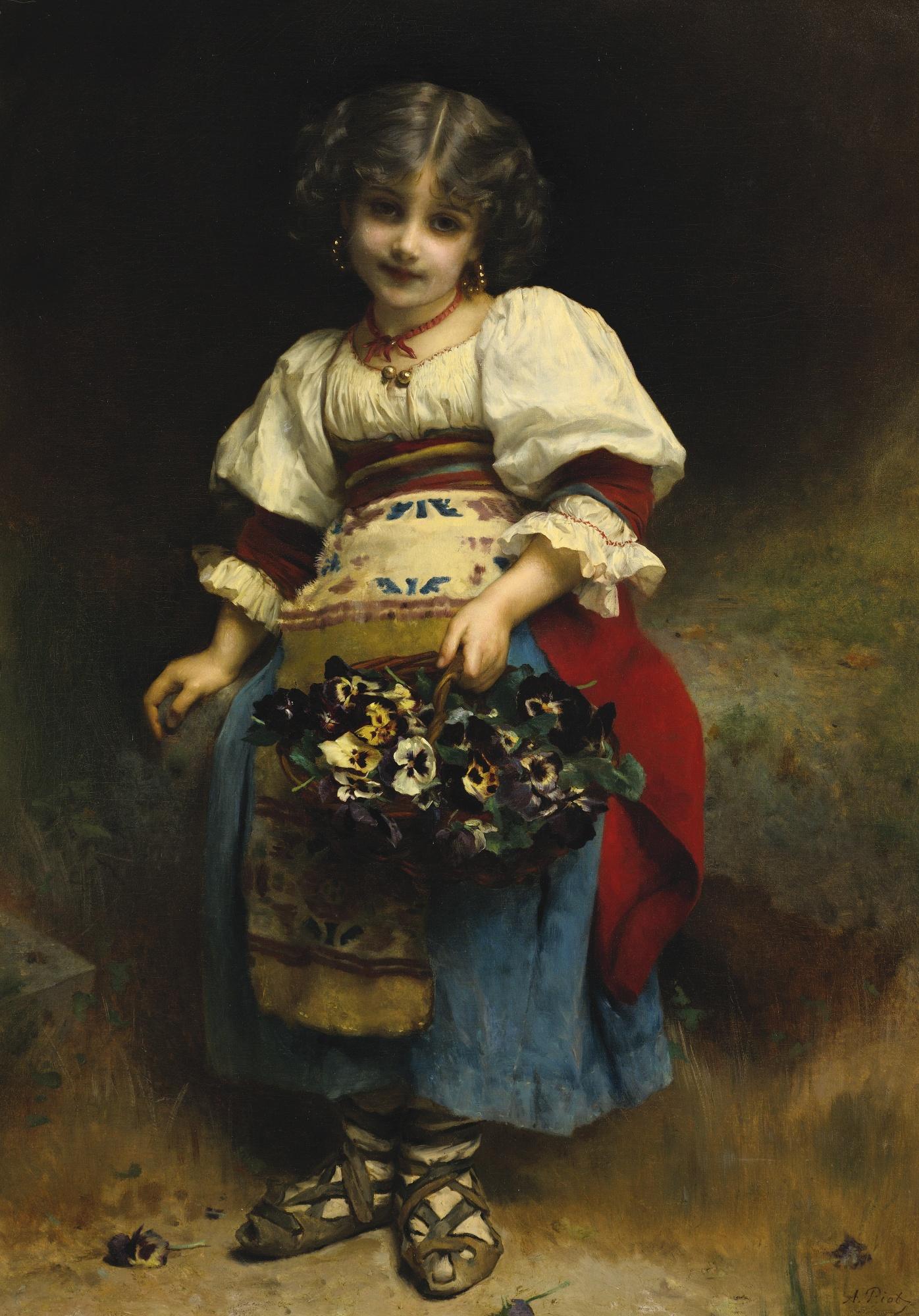 Étienne-Adolphe Piot - A Basket Of Flowers