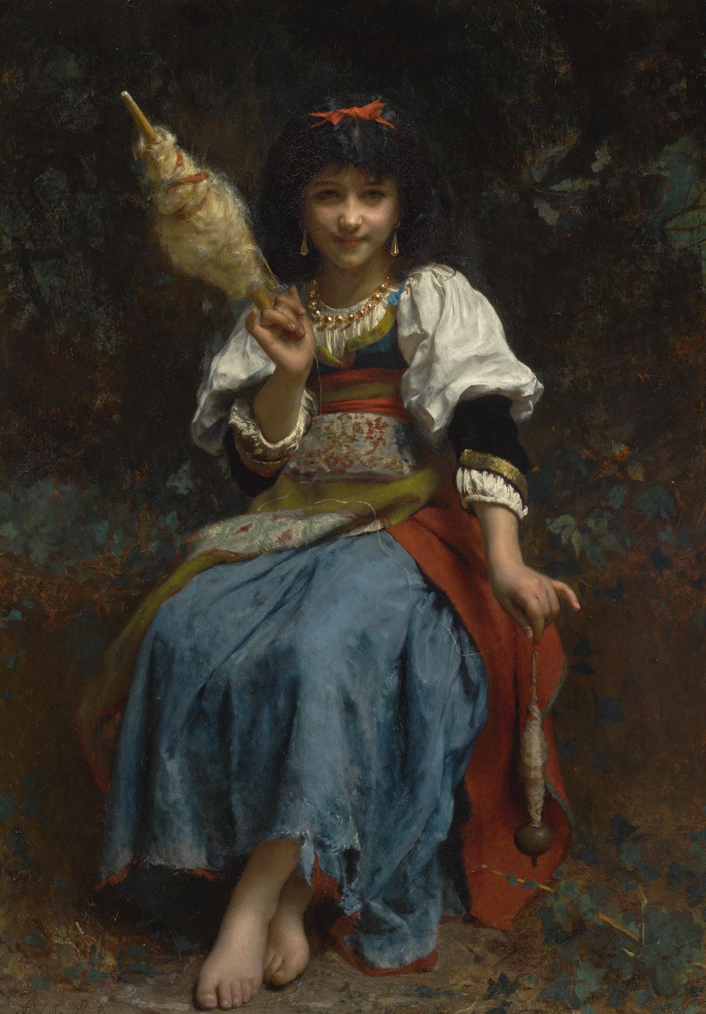 Etienne Adolphe Piot - French The Fair Spinner 