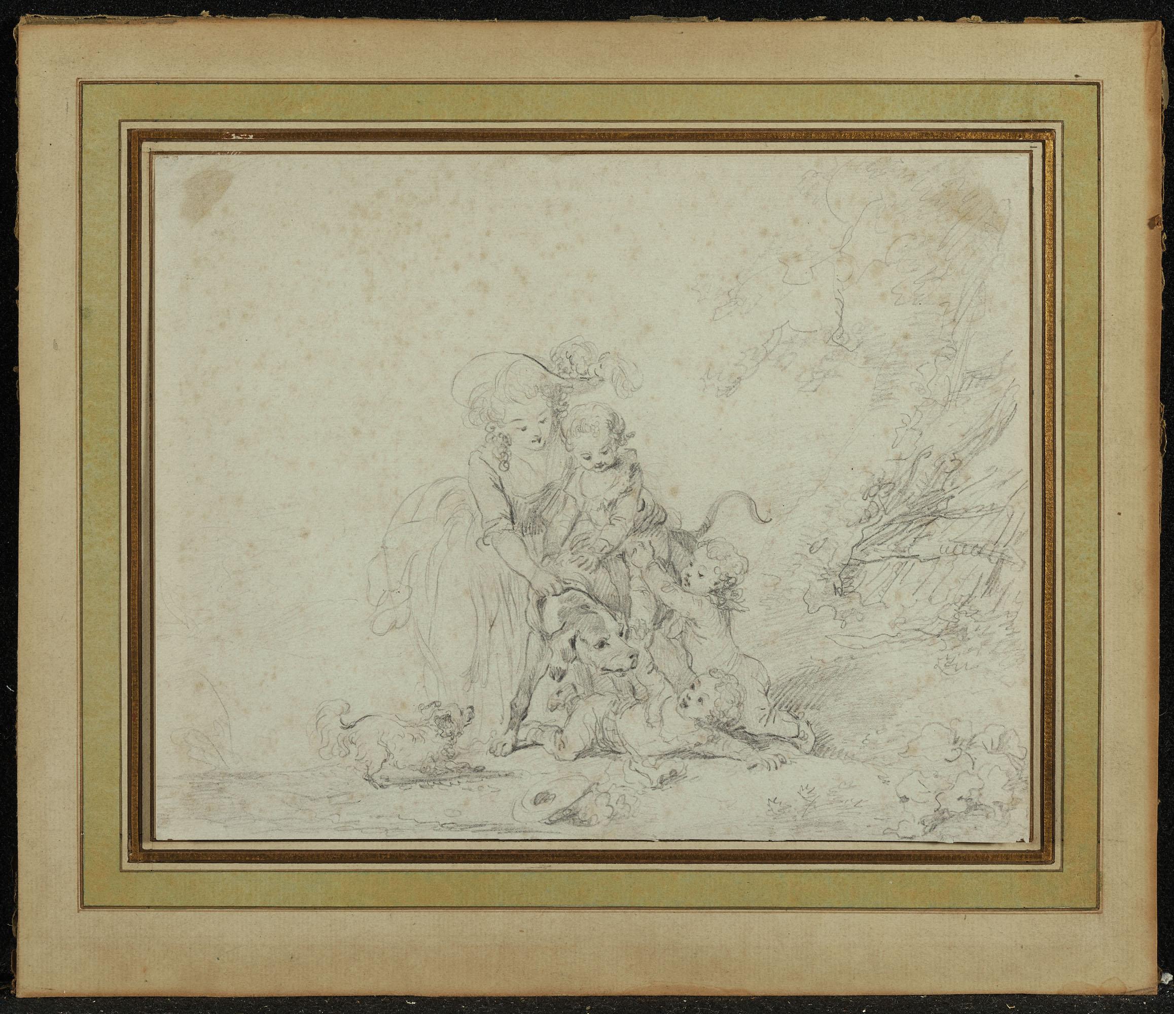 Étienne-Charles Le Guay - Mère jouant avec ses enfants et leurs chiens