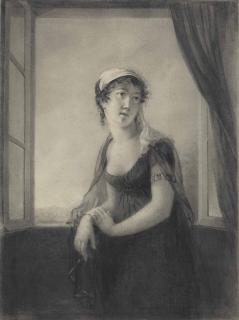 Étienne-Charles Leguay - Portrait of a young woman, said to be the artist’s wife, Marie-Victoire Jaquotot, her back to a window